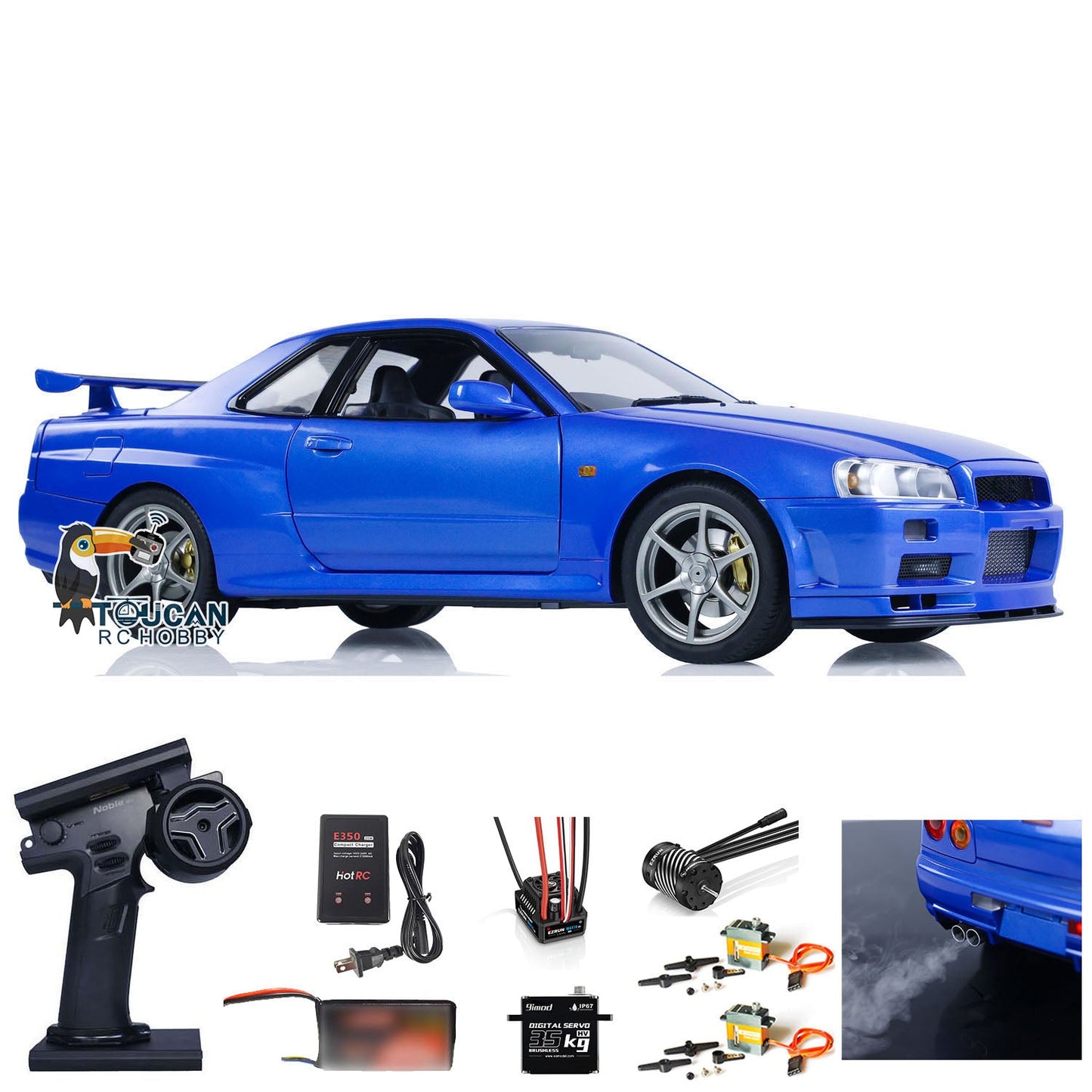 Capo 1/8 Metal 4x4 RC Racing Car Radio Controlled Drift Vehicle Model 4WD R34 GTR-R34 RTR High-speed Light Sound