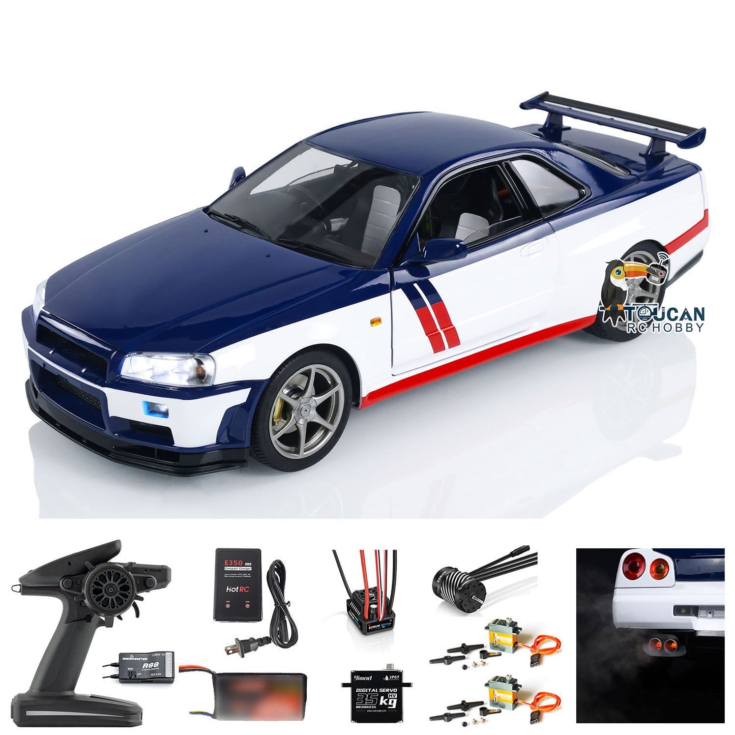 Capo R34 1/8 4WD 4x4 Metal RC Racing Car High Speed Remote Control Drift Cars RTR Ready to Run Sound Smoking Optional Versions