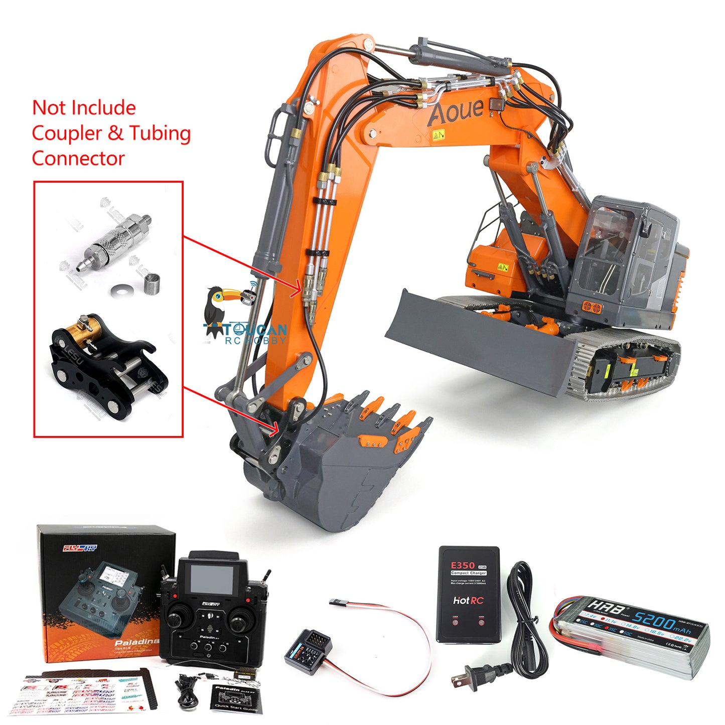 LESU Assembled 1/14 Metal Aoue ET26L Hydraulic RC Excavator PL18EV Valve ESC GPS