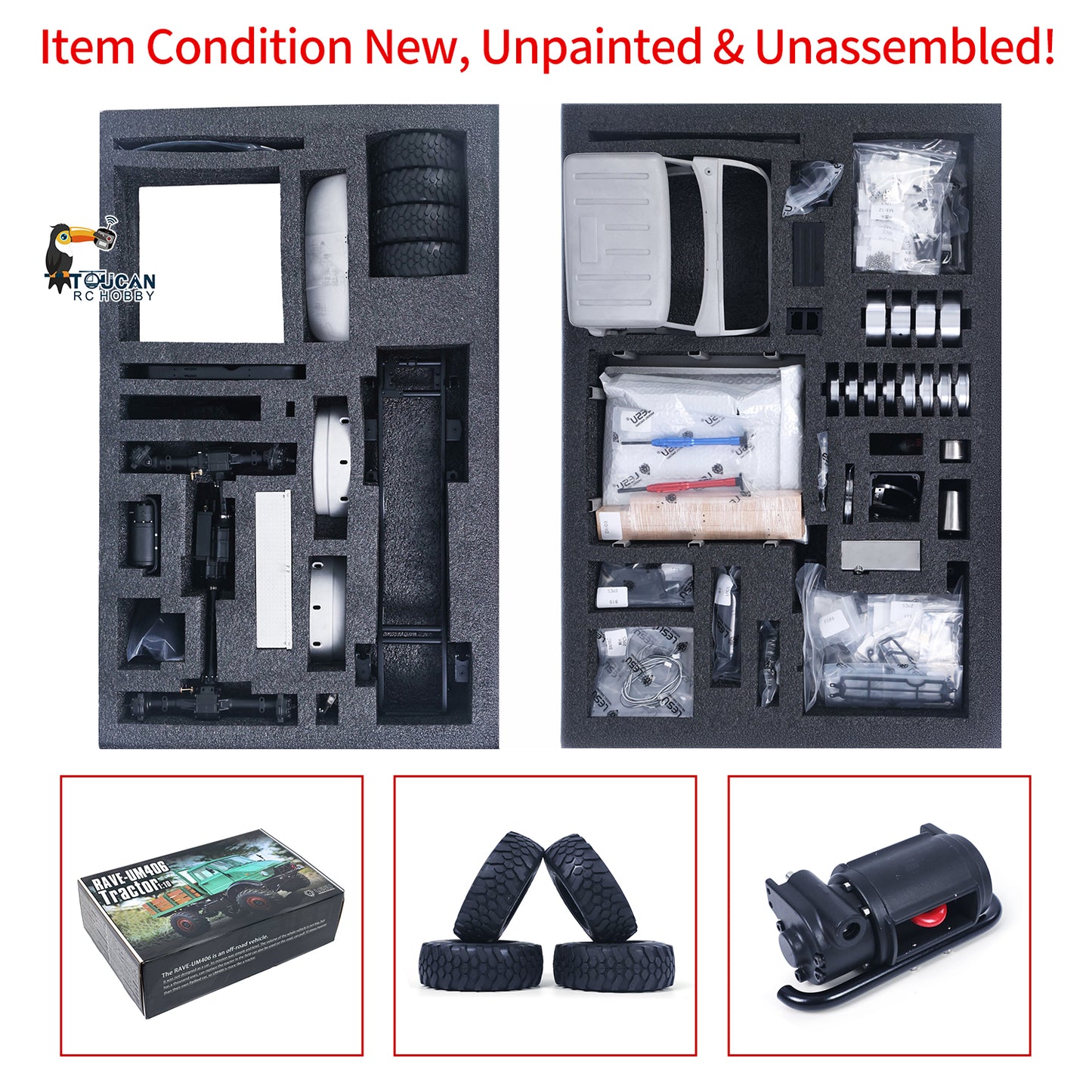 LESU 1/10 U406 RC Off-Road Vehicles for 4x4 Truck Remote Control Climbing Car Hobby Model DIY Vehicle 433x238x248mm