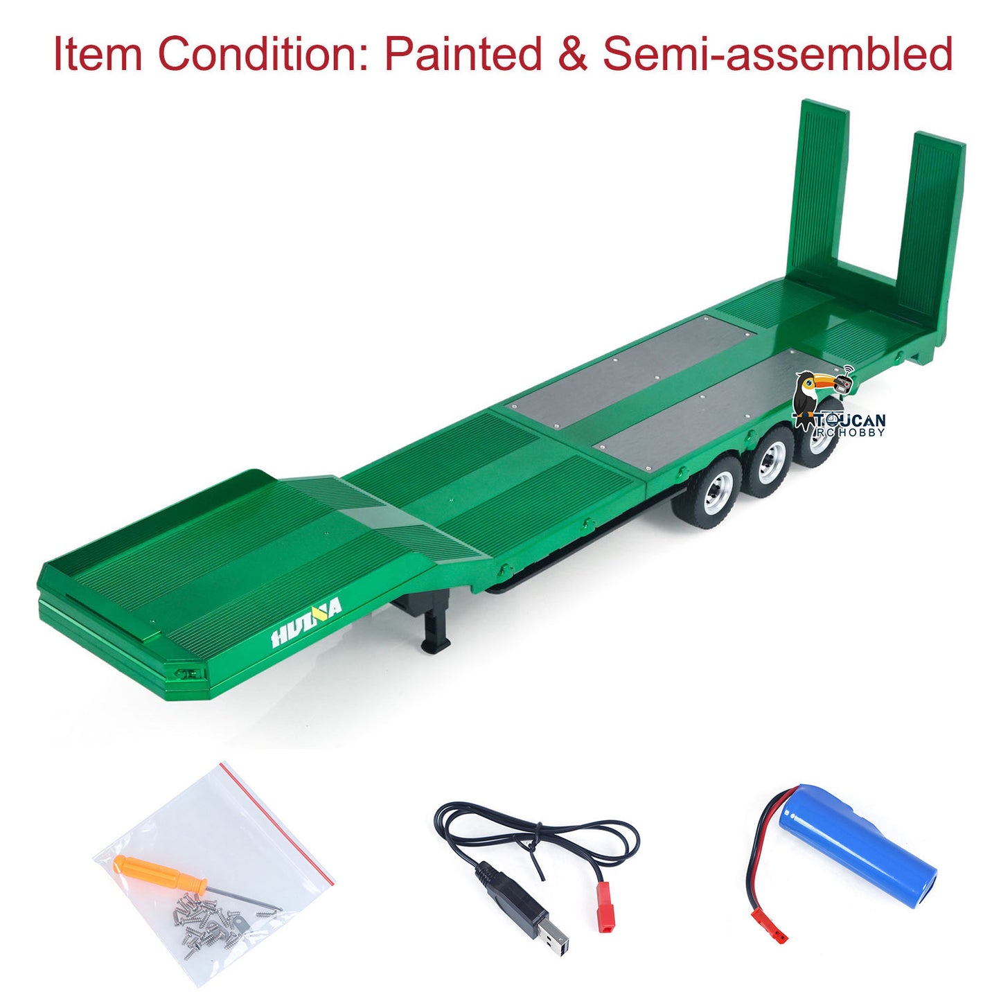 HUINA 1/18 Plastic Flatbed Semi Trailer 1502 for Radio Controlled Tractor Truck 1501 RC Model Electric Support Legs Battery No Light
