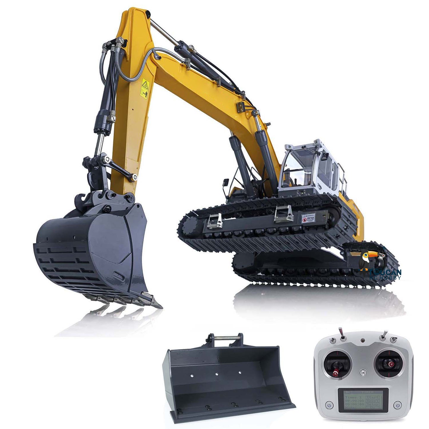 Metal XDRC 1/14 945 RC Digger Remote Control Hydraulic Excavator Electric Truck PNP Sieve Bucket Curved Ripper Fork