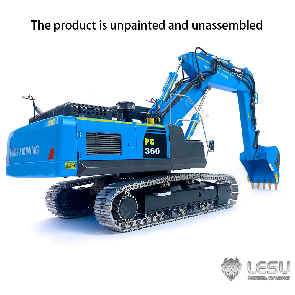 LESU 1/14 PC360 RC Hydraulic Excavators 3 Arms Unpainted Digger Hobby Model Electric Kits Cabin Roof Safety Net Metal Hydraulic Crusher