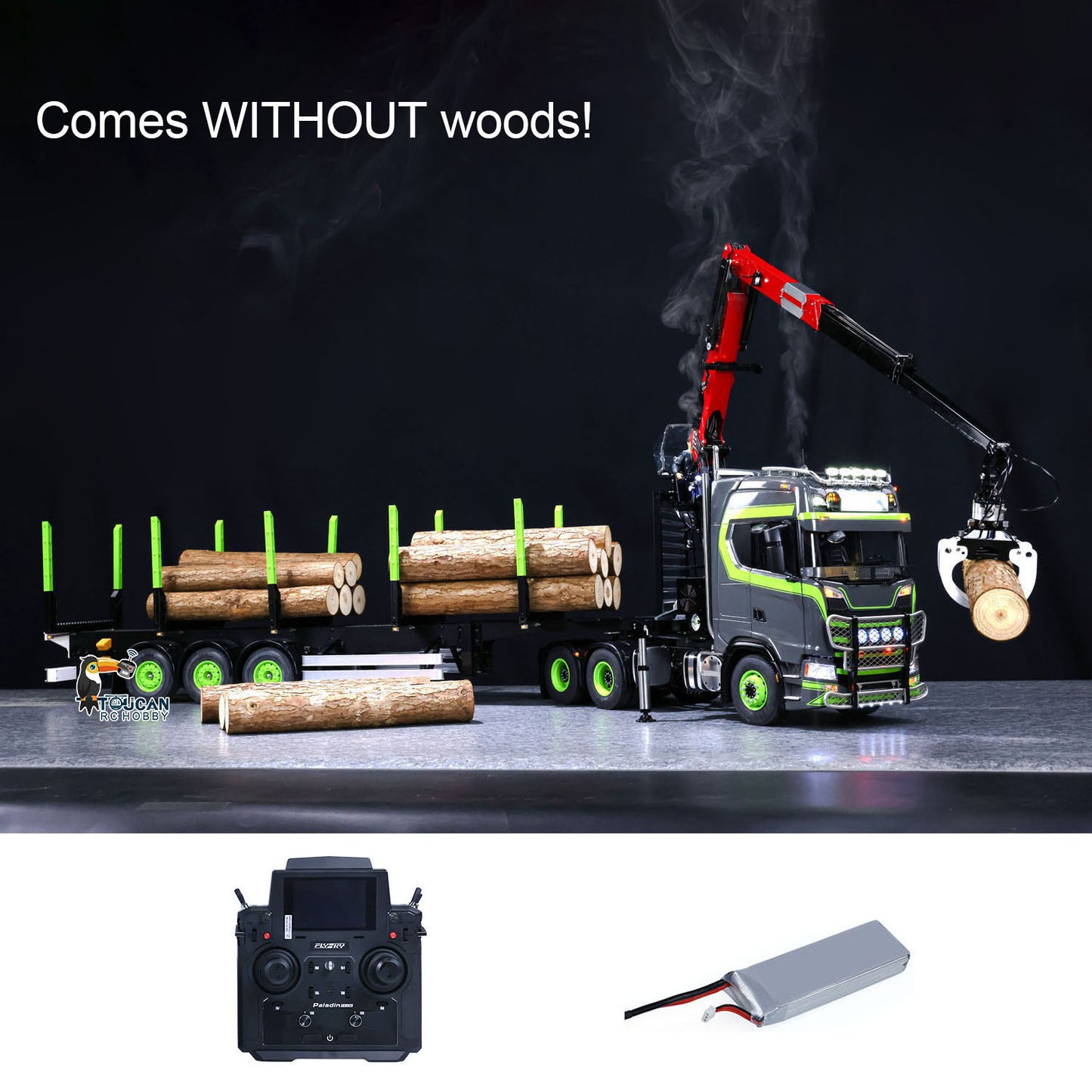 Toucan 6X6 Metal Chassis 1/14 RC Tractor Truck 770S Hydraulic Crane Logging Trailer