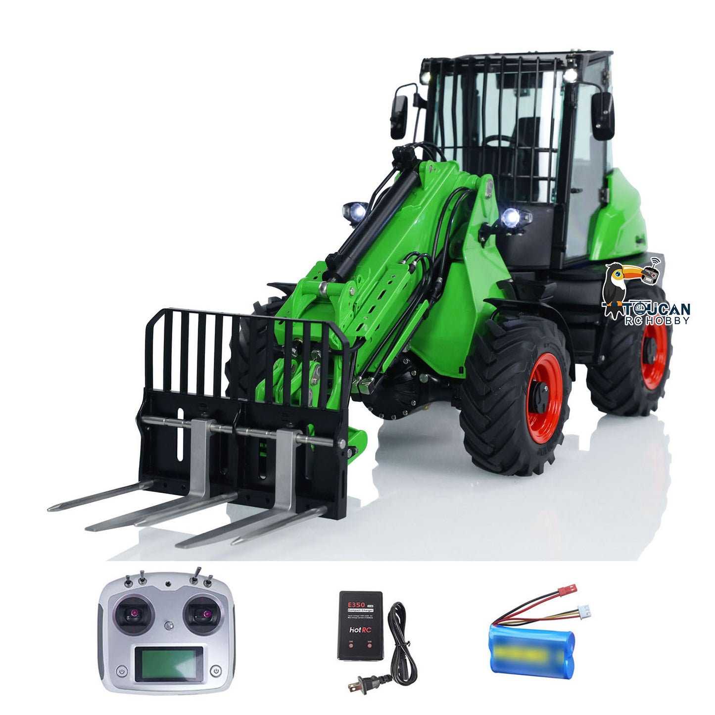 In Stock LESU RTR 1/14 Hydraulic RC Telescopic Arm Car Metal Loader AT1050 Forklift Truck