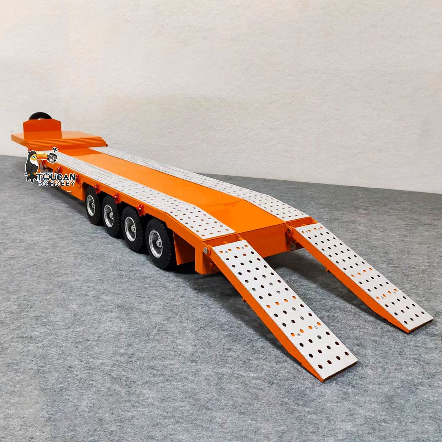 1:14 4-axle Metal Trailer for RC Tractor Car Trucks Electric Tailgate Legs DIY Model Battery Painted Assembled