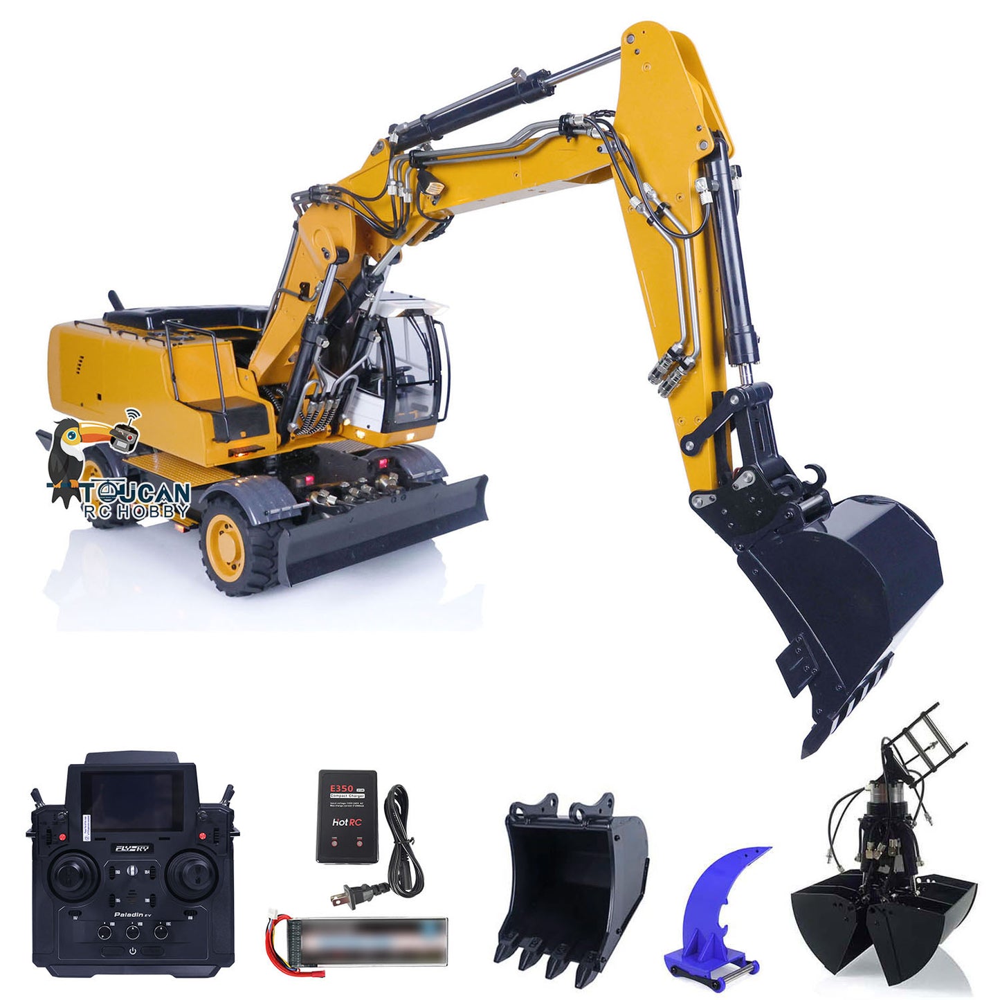 1/14 946 RC Hydraulic Excavator Radio Controlled Diggers Clamshell Bucket DIY PL18EV Sound System ESC Servo Motor