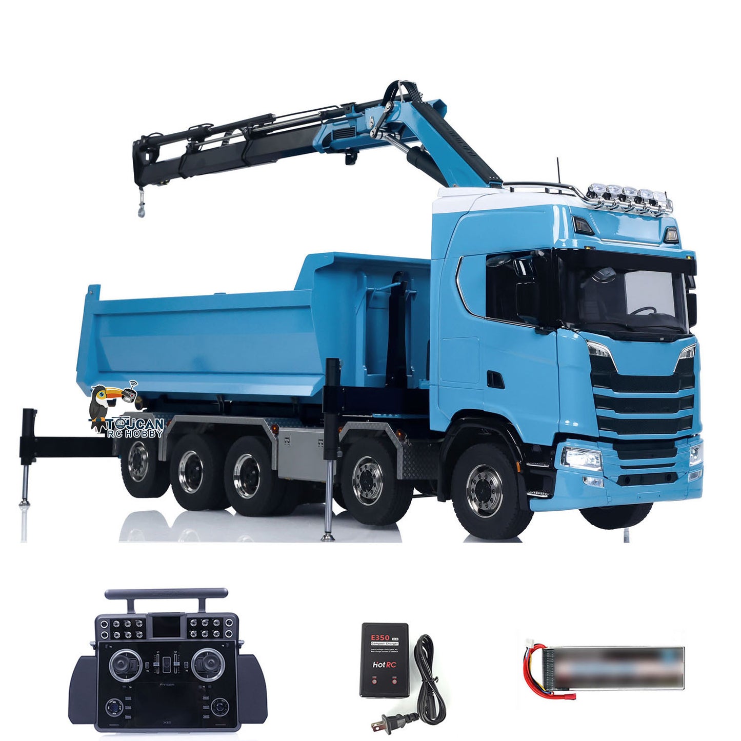 770S 10x10 1/14 Hydraulic Crane RC Tipper Car Metal Full Dump Truck RTR Battery