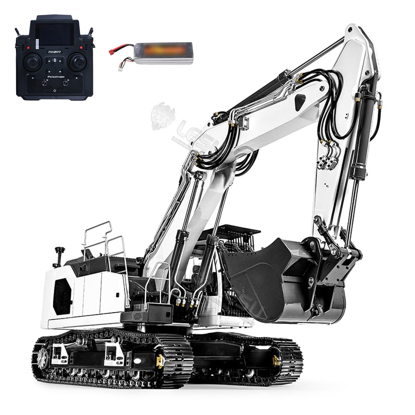 3 Arms 1/14 LESU RC Hydraulic Diggers LR945 RTR Remote Control Excavator Model FlySky PL18EV Lite Light System ESC Servo Motor