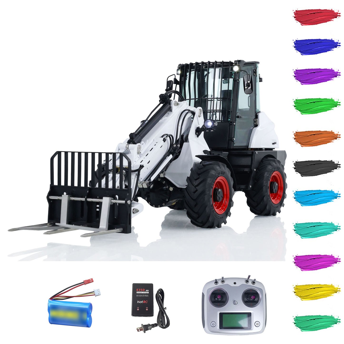 Metal LESU RTR 1/14 Hydraulic RC Telescopic Arm Loader AT1050 Forklift Truck I6S Radio Control Car Constraction Vehicle Battery Light Sound