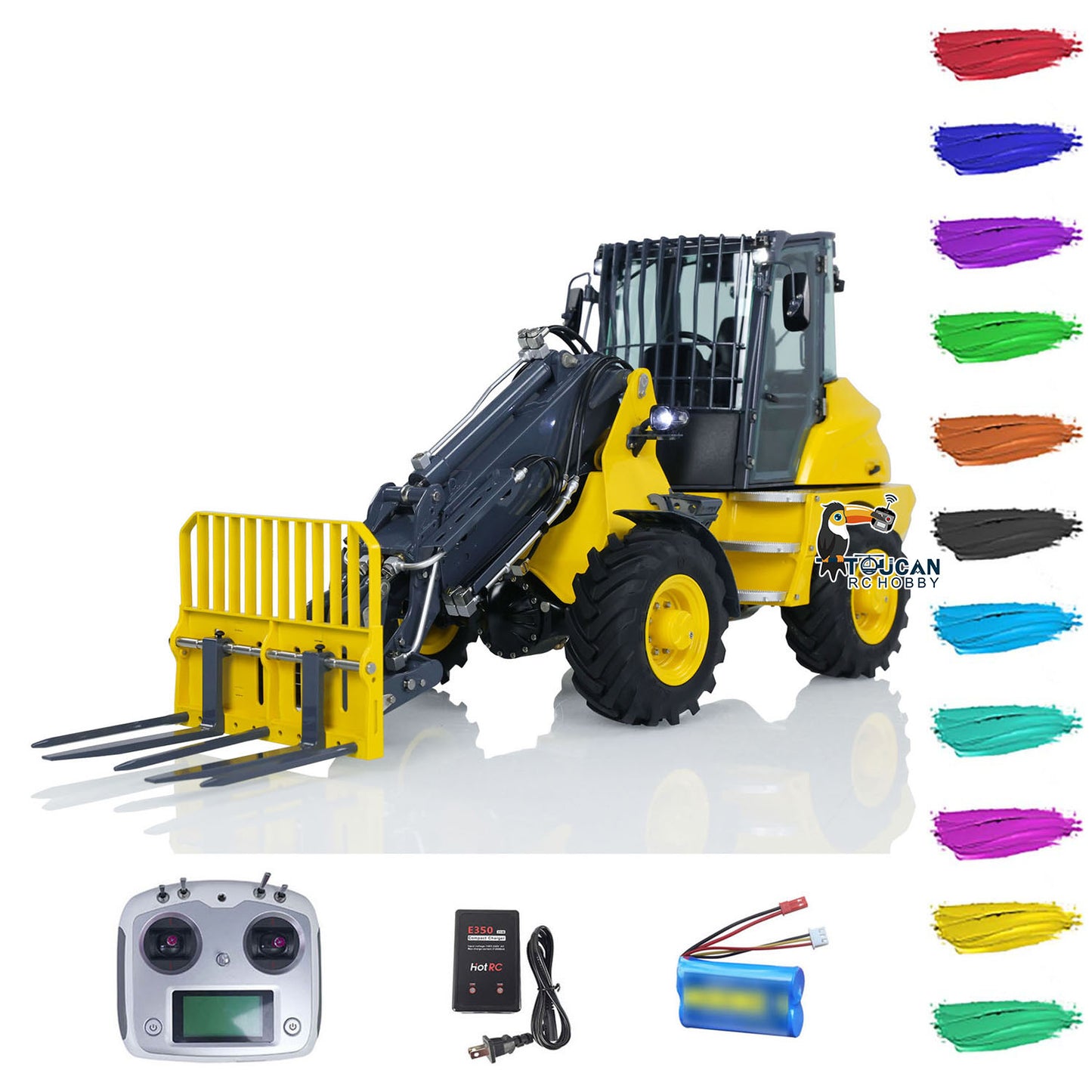 In Stock LESU RTR 1/14 Hydraulic RC Telescopic Arm Car Metal Loader AT1050 Forklift Truck
