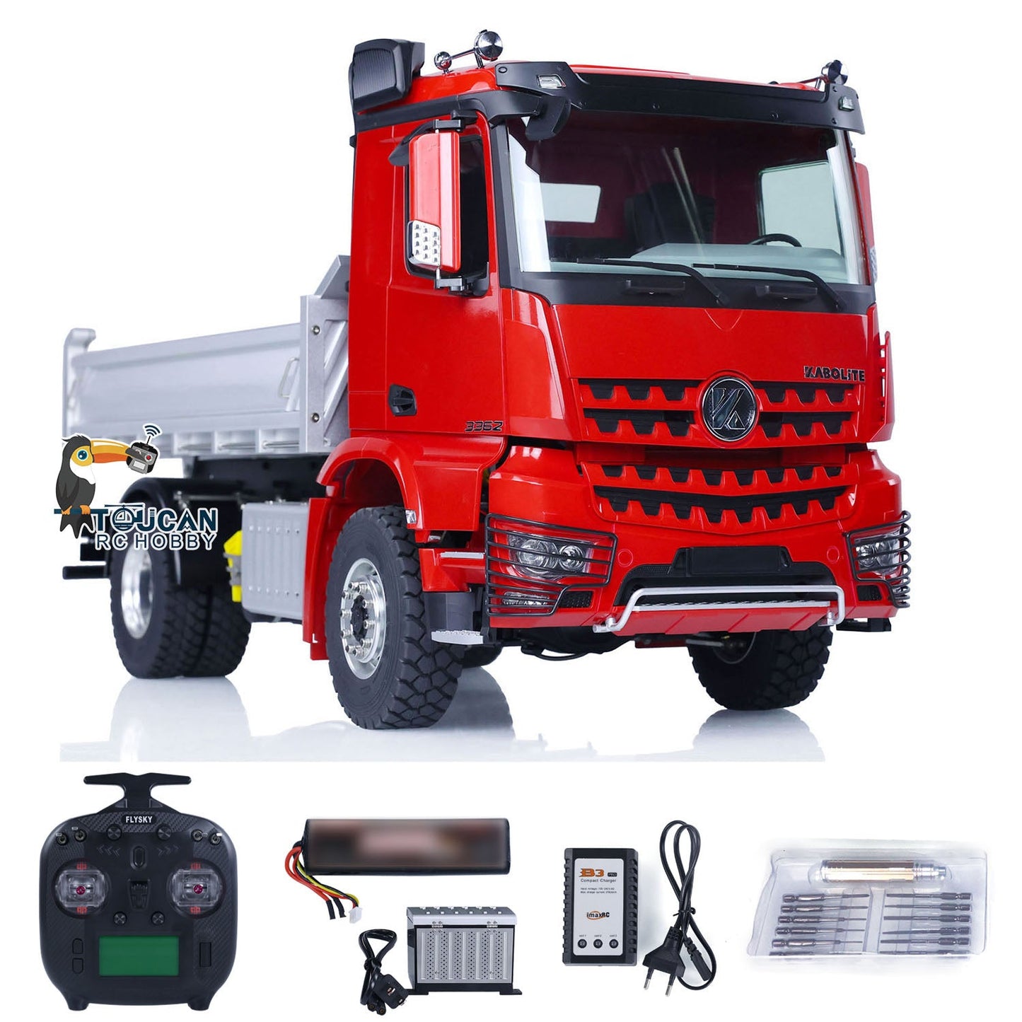 Kabolite K3362 3362 1/14 RC Dump Remote Control Tipper Truck Tipper Lorry Ready to Run 4*4 Metal Hydraulic AWD Light Sound Motor Servo Cylinder