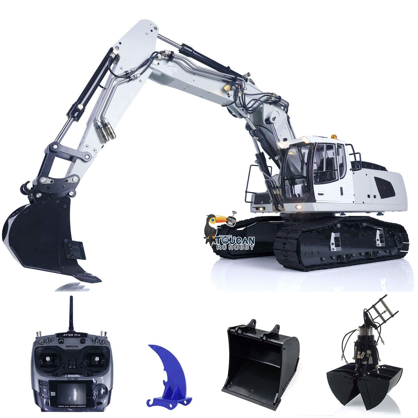 1/14 Scale 946-3 MTMODEL Tracked RC Hydraulic Excavator Metal Assenmbled Painted Heavy Machine Clamshell Bucket Ripper AT9S Model