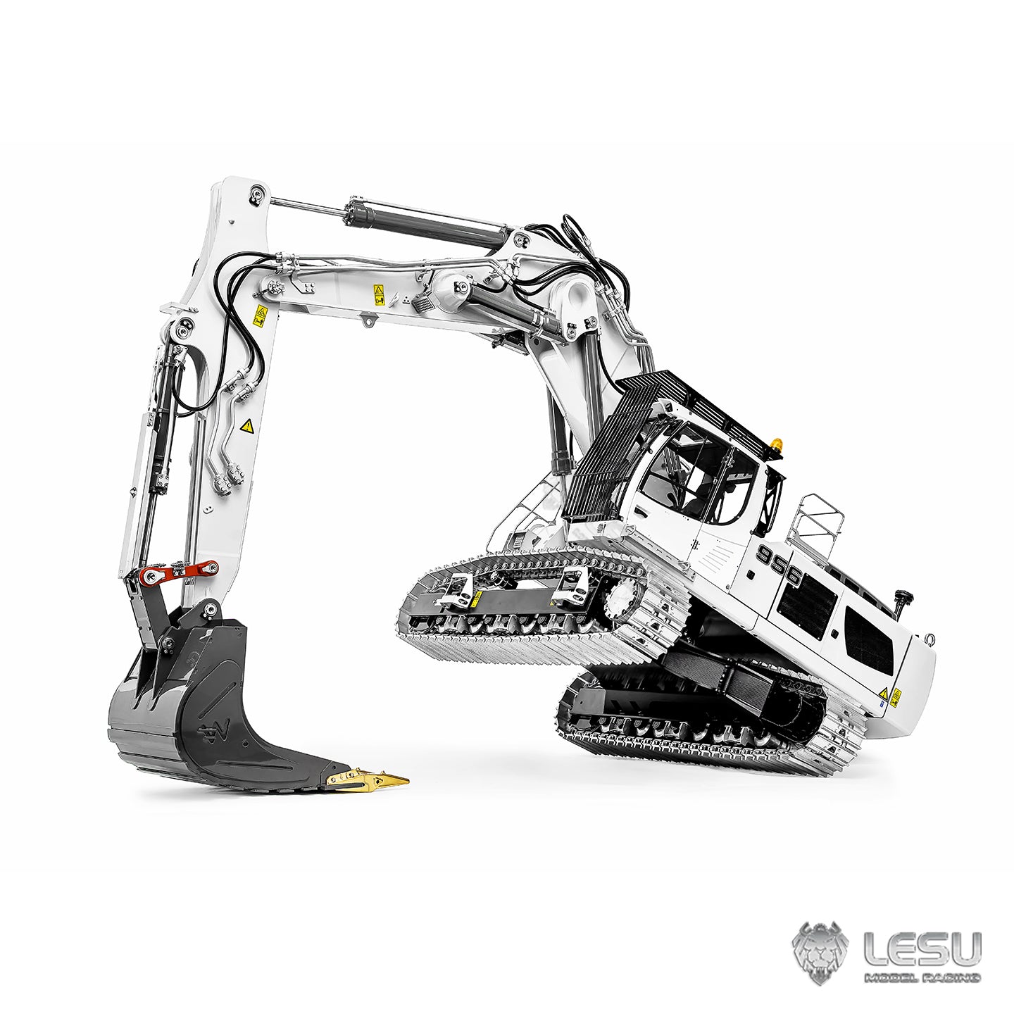 Almost Full Metal LESU 1/14 RC Hydraulic Excavator LR956 Remote Control 3 Arms Digger Model PNP Dual Pump System 4+3CH Valve Light Assembled