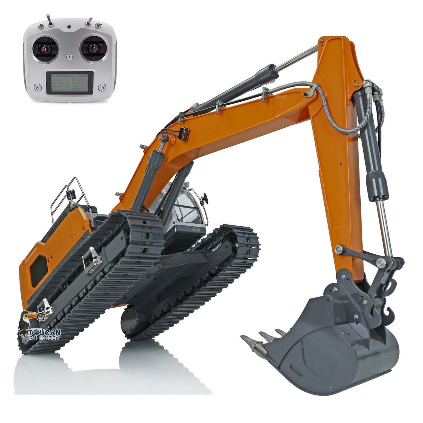 Metal XDRC 1/14 945 RC Digger Remote Control Hydraulic Excavator Electric Truck PNP Sieve Bucket Curved Ripper Fork