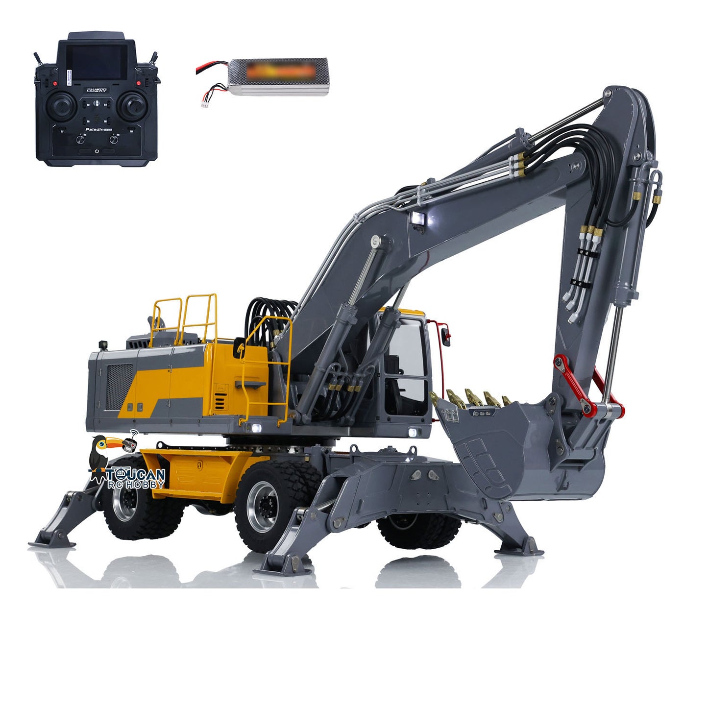 1/14 LESU RC Hydraulic Excavator Aoue ET30H Wheeled Digger Assembled and Painted Model Light System Pump Valve