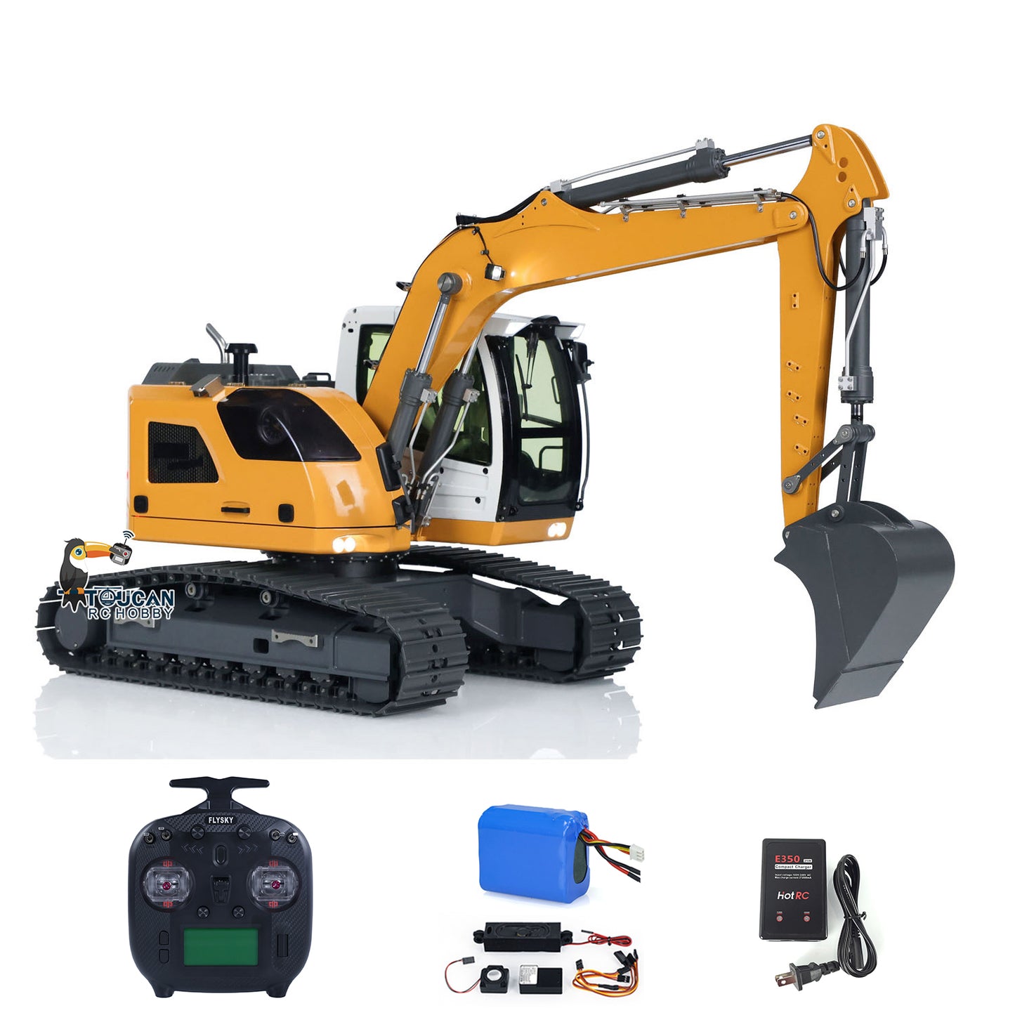 JDM-208 1/14 RC Hydraulic Excavator R920 Metal Remote Control Digger 920 Model ST8 Controller with 3-ways Reversing Valve