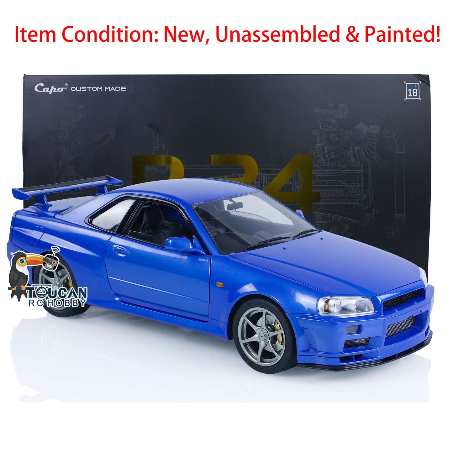 Metal 1/8 Capo Painted RC Racing Car Electric Radio Control High-Speed Drift Vehicles R34 Hobby Model High-Value Collections