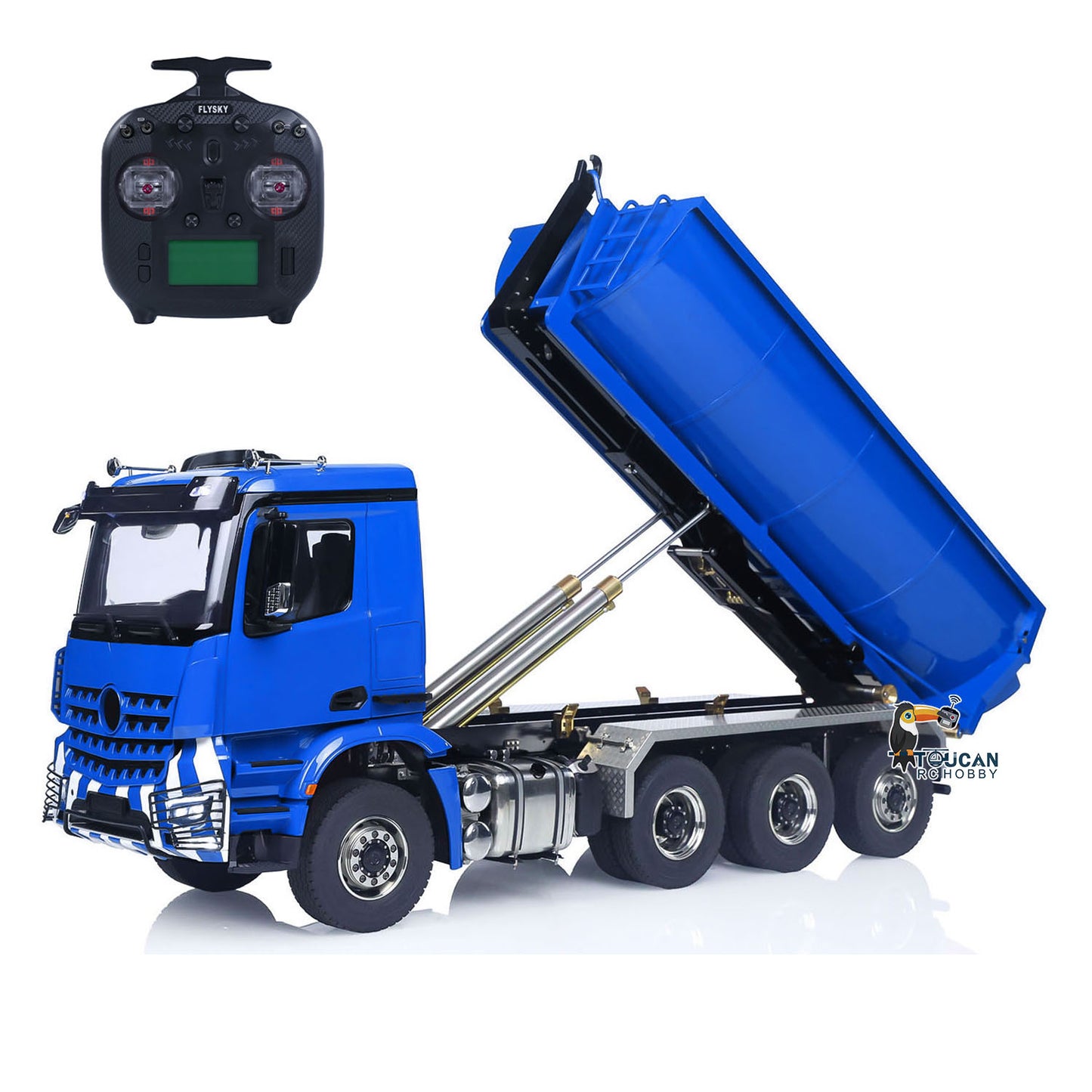 Metal 1/14 RC Hydraulic Dump Truck 8*8 3Speed Radio Controlled Roll Off Tipper 3363 Rear Axle Steering Light & Sound System