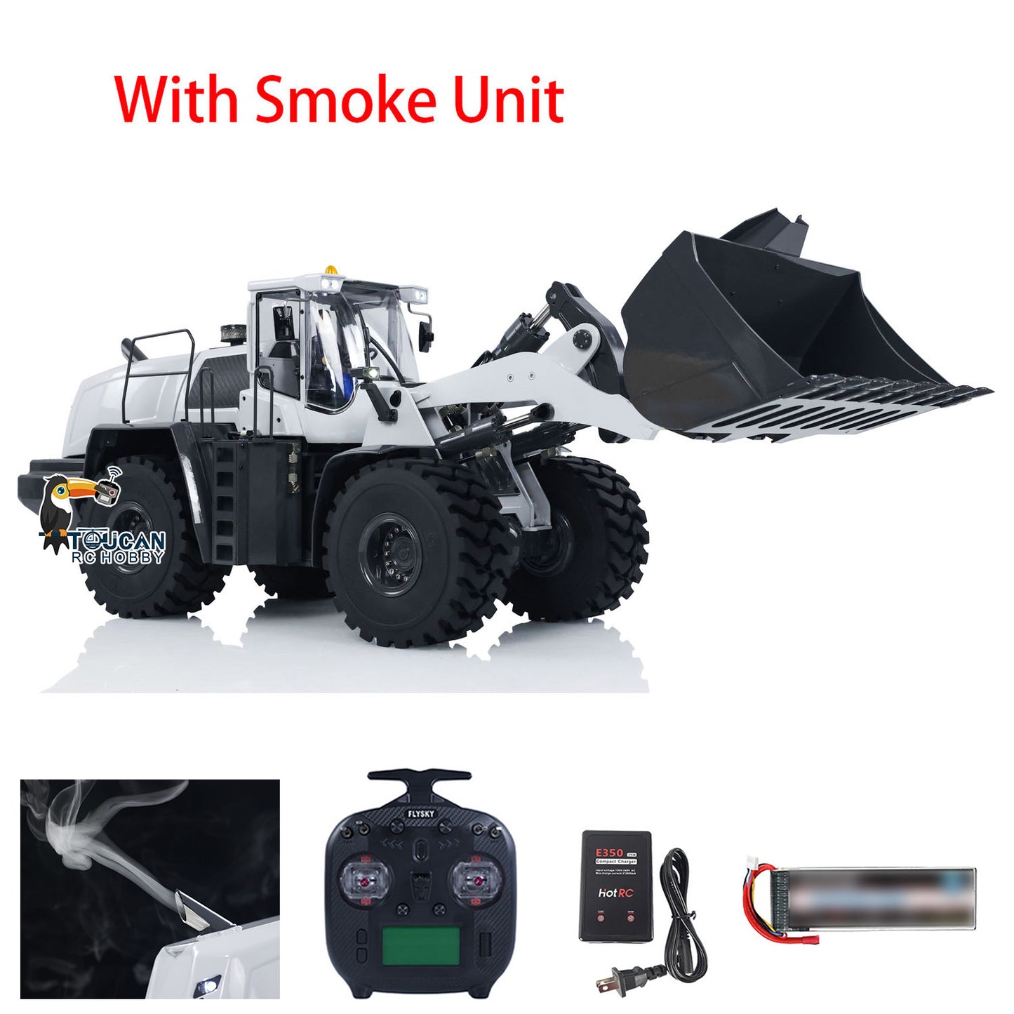 XDRC 580 1/14 Metal RC Hydraulic Loader RTR Engineering Vehicles Smoke Lights Optional Color ESC Servo Motor Rock Bucket DIY