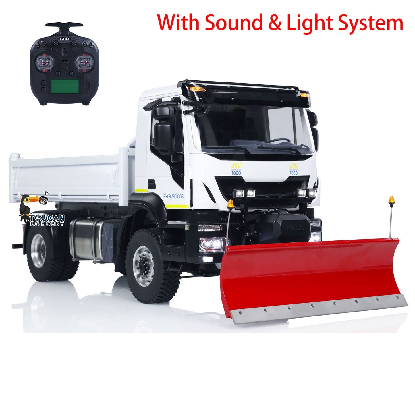 4*4 Metal 1/14 RC Hydraulic Dumper Truck Snow Blade Remote Control Tipper Cars Sound Light LED ESC Servo Assembled and Painted