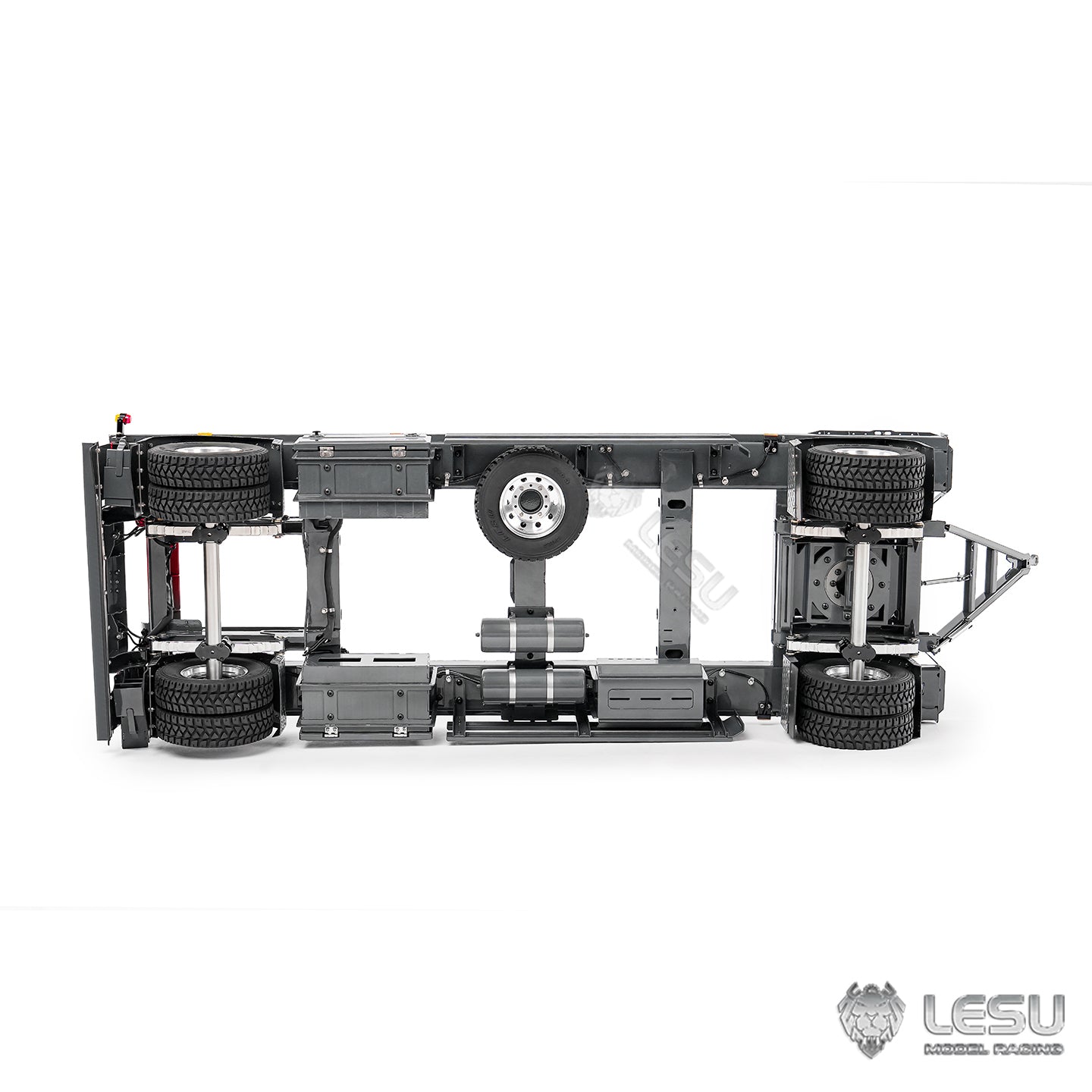 Finished 1/14 Metal RC Trailer A0065 Model Front Wheel Steerable for LESU Radio Controllrf Hydraulic Roll on off Dumper Tipper