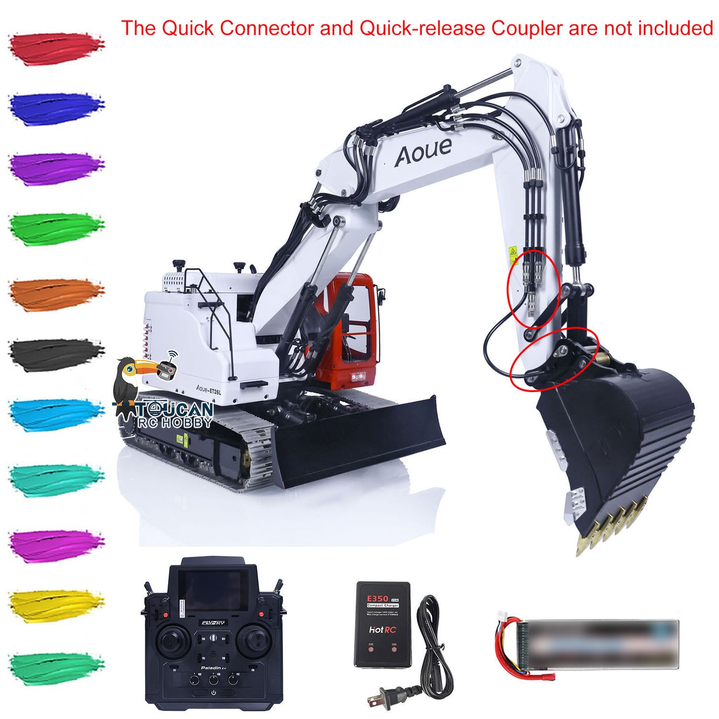 LESU Assembled 1/14 Metal Aoue ET26L Hydraulic RC Excavator PL18EV Valve ESC GPS