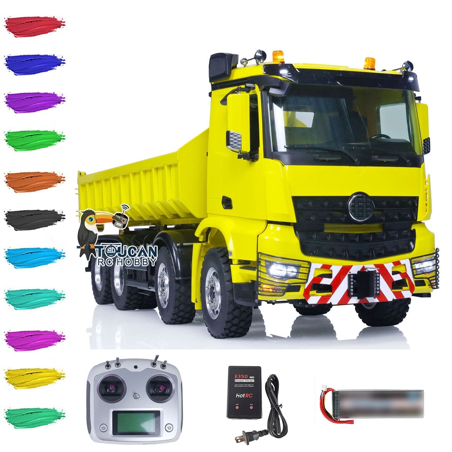 1/14 LESU 8x8 RTR Hydraulic RC Full-dump Truck Metal Radio Controlled Construction Vehicles Upgraded Model FlySky I6S