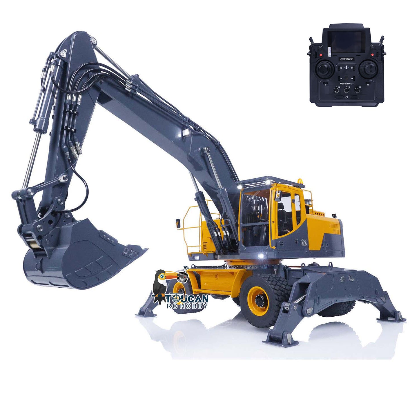 LESU 1/14 RC Hydraulic Aoue ET30H RC Wheeled Excavator Remote Control Car Liquid Crystal Display Metal Front Shovel