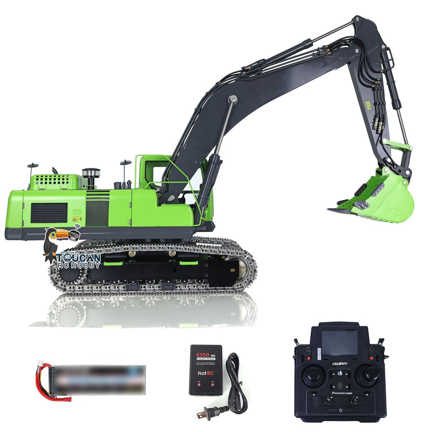 LESU 1/14 PC360 Hydraulic RC Excavator Metal Tracks Ripper Pump Grab Bucket fork Bucket Crusher Trailer Digging Tool Rack