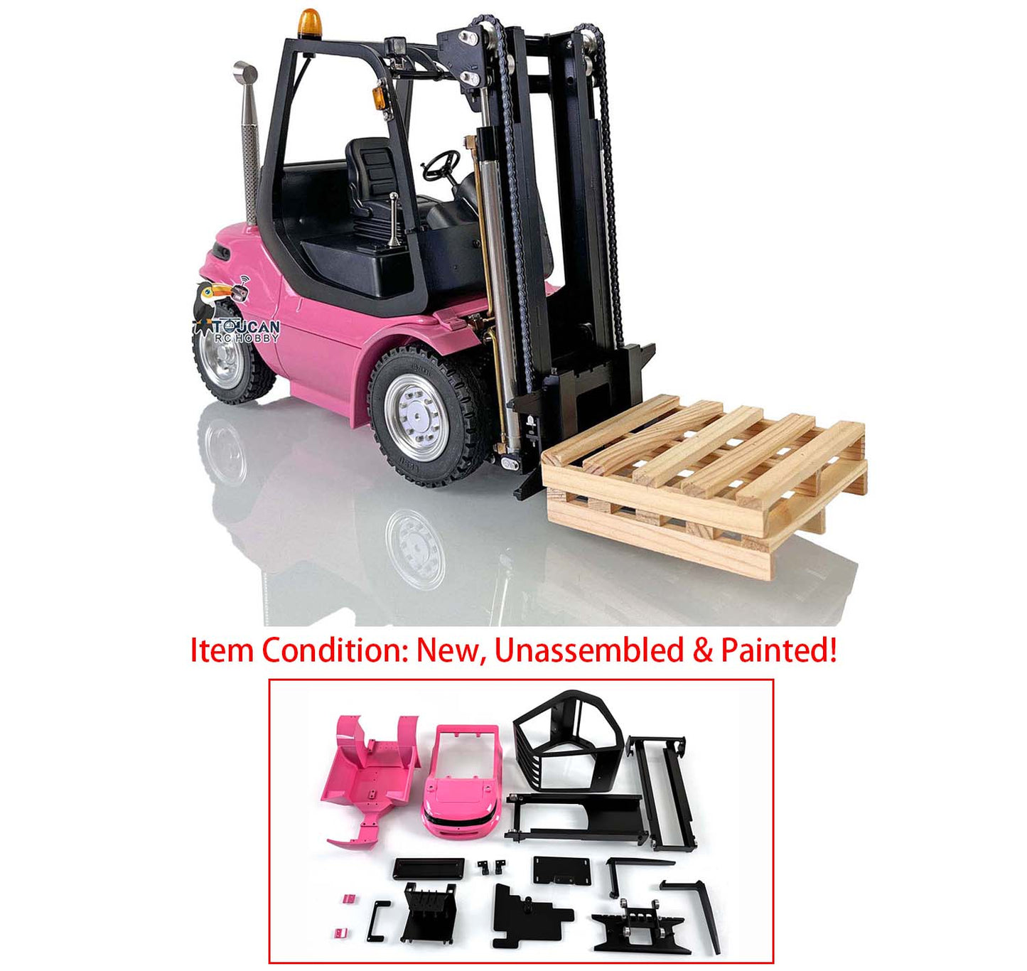 LESU RC 1/14 Metal RC Forklift Kit Painted and Unassembled Vehicle Warning Light Sound System Electronic Turning Servo Motor