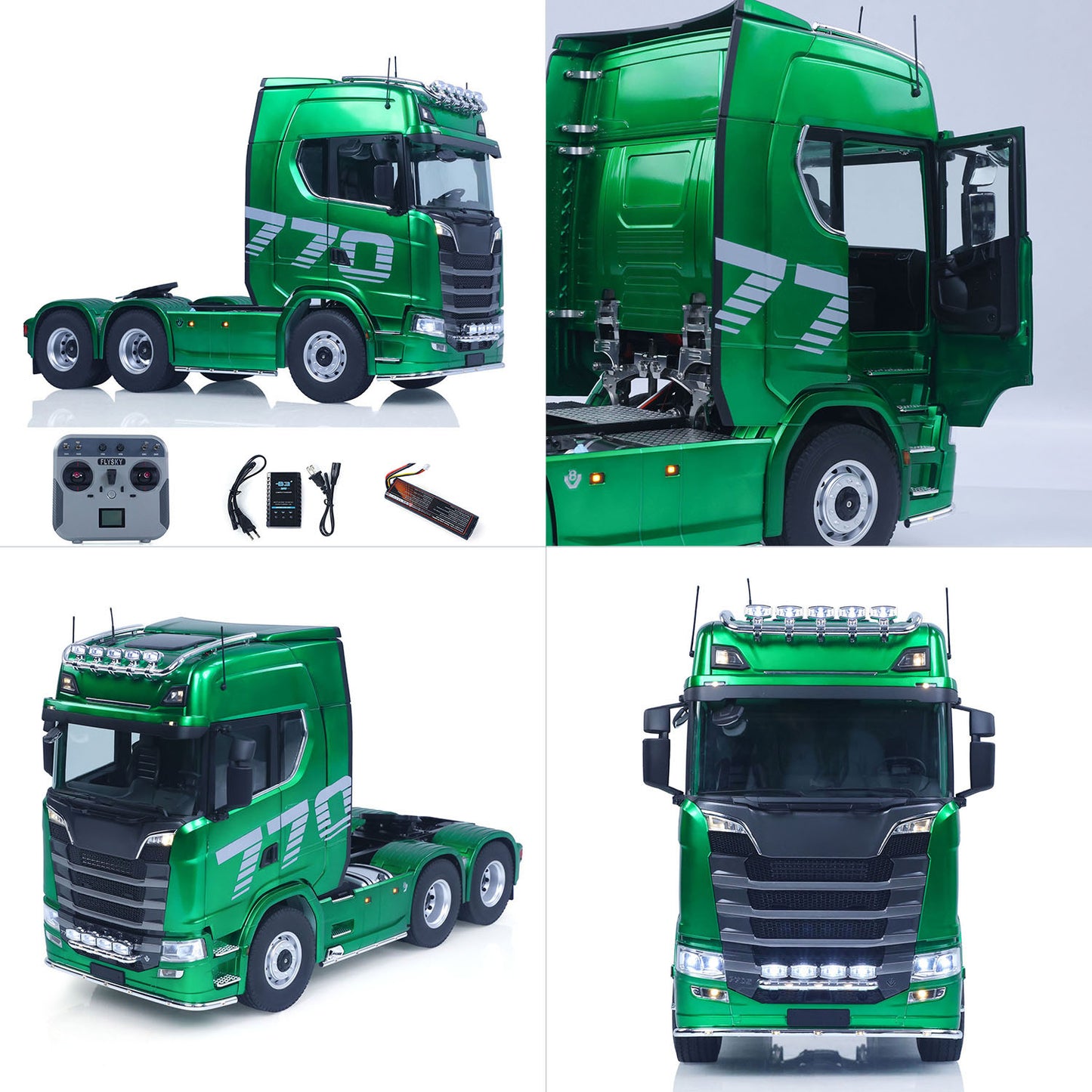 Fast Shipping 1/14 KABOLITE RC Tractor Truck 770S 100 6X6 2Speed Romote Control Vehicle Axle Locks Metal Chassis Rail Openable Door RTR