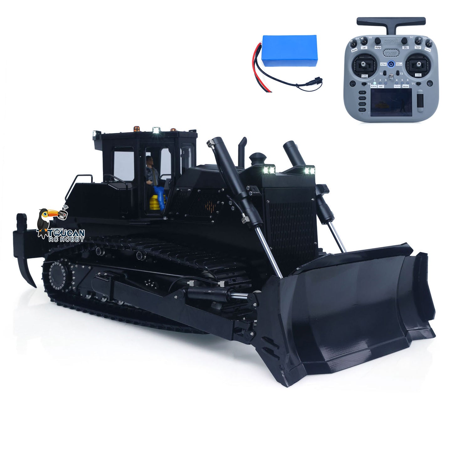 TOUCAN RTR Metal 1/12 Hydraulic Remote Control Bulldozer D155AX RC Dozer Model 7 Way Valve Brushless Motor Radio Master TX15 Battery