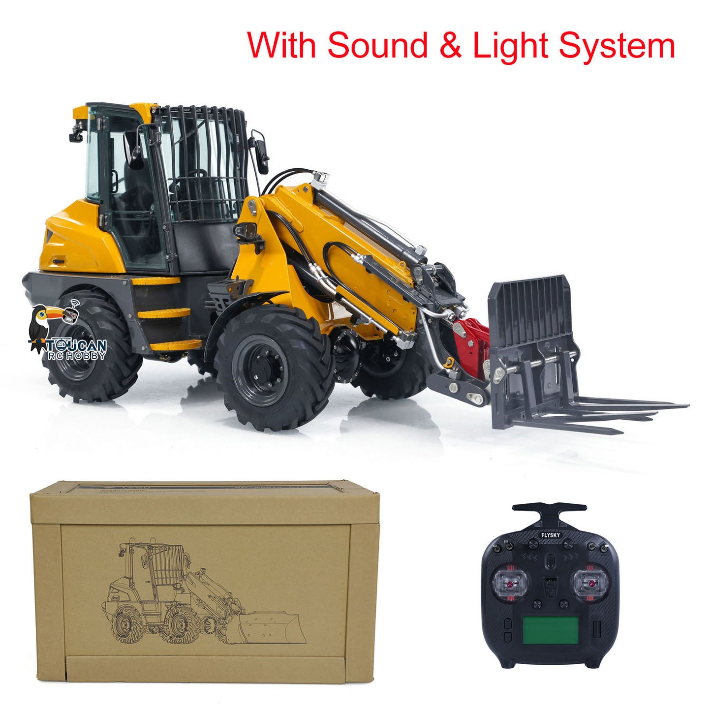 LESU AT1050 1/14 Hydraulic RC Fork Loader Painted Assembled Car Telescopic Arm Metal Sieve Shovel Rake Bucket Fork Gripper