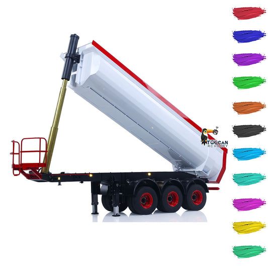 LESU Metal 3Axles 1/14 Hydraulic Dump Semi-Trailer U Shaped Bucket for DIY Remote Control Tractor Truck Light System