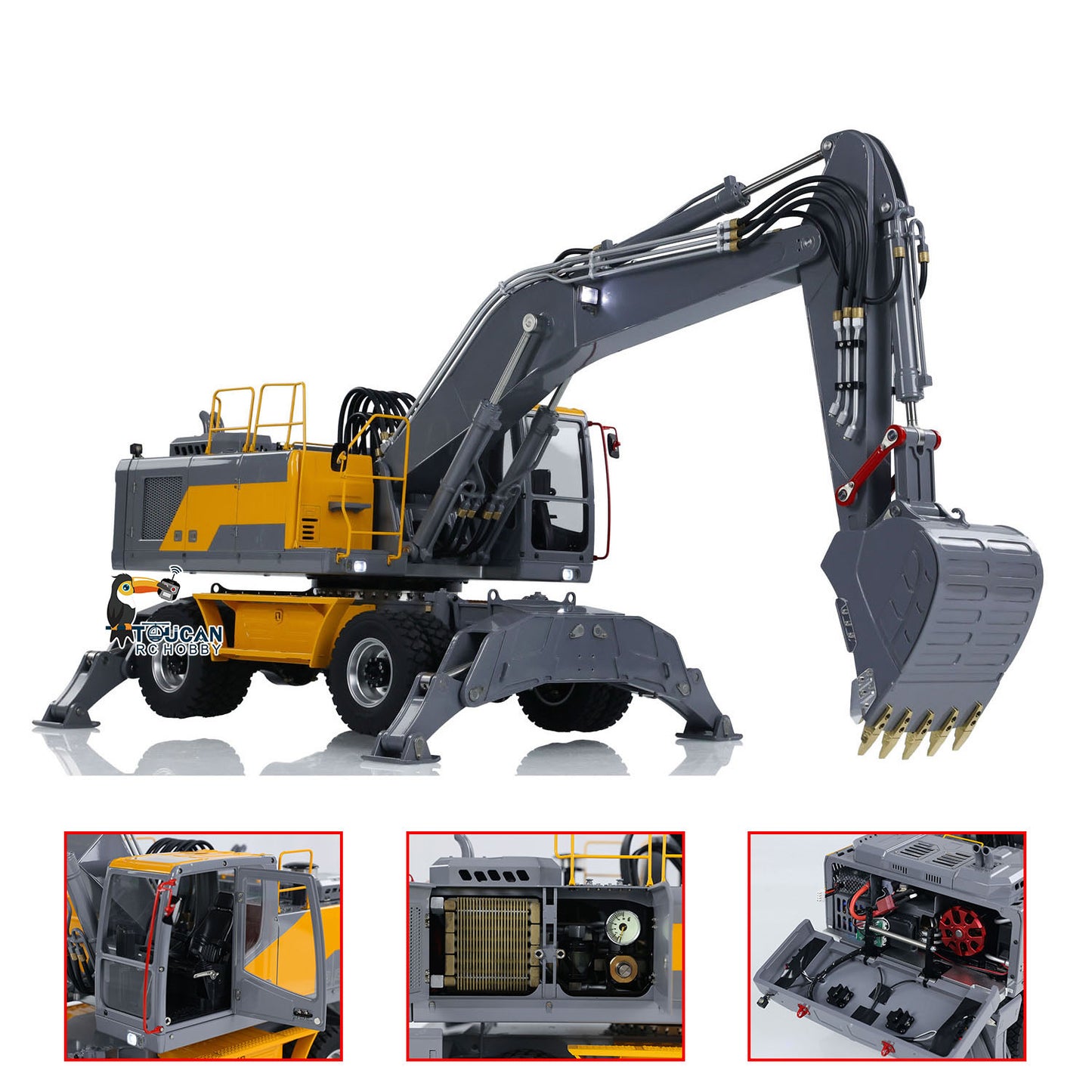 1/14 LESU RC Hydraulic Excavator Aoue ET30H Wheeled Digger Assembled and Painted Model Light System Pump Valve