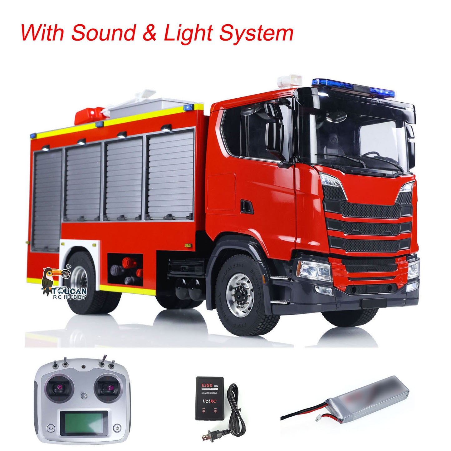 1/14 Electric Fire Truck SC 770S Remote Control Vehicle i6S Radio 11.1V Battery 2Speed Gerabox Water Spraying RC Model Car