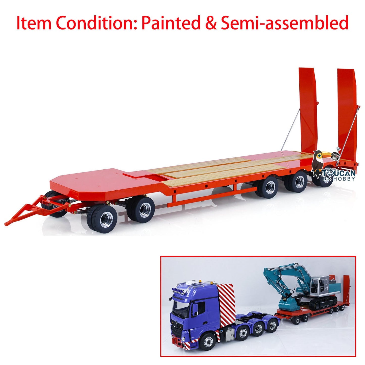 Metal Flatbed Trailer for LESU 1/14 RC Hydraulic Dumper Remote Controlled Truck Tipper Car Spare Parts DIY Painted