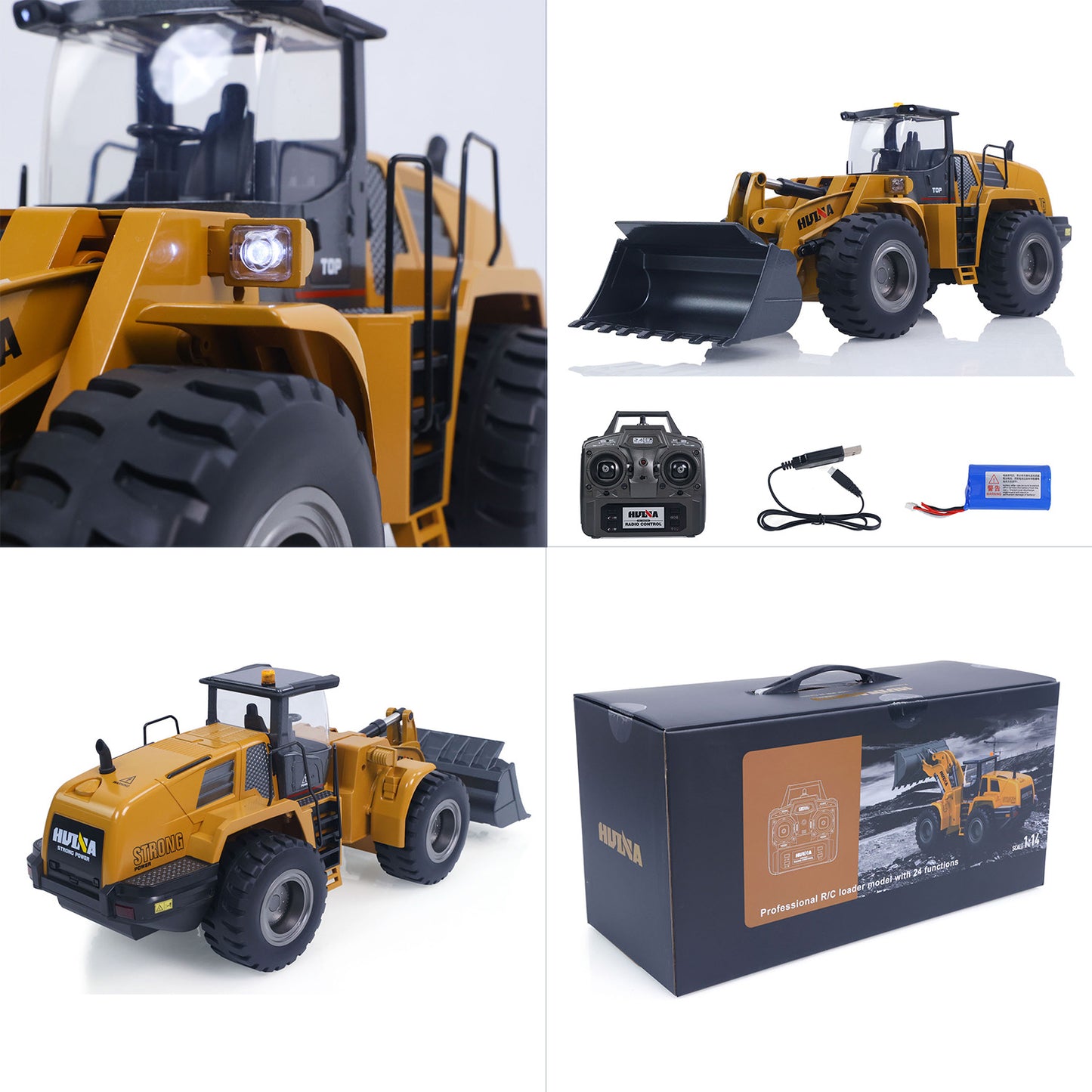 Fast Shipping 1/14 HUINA Toys 2.4G Radio Controlled Loader 1583 Electric Lifting System Lights Sound RC Construction Vehicles Assembled