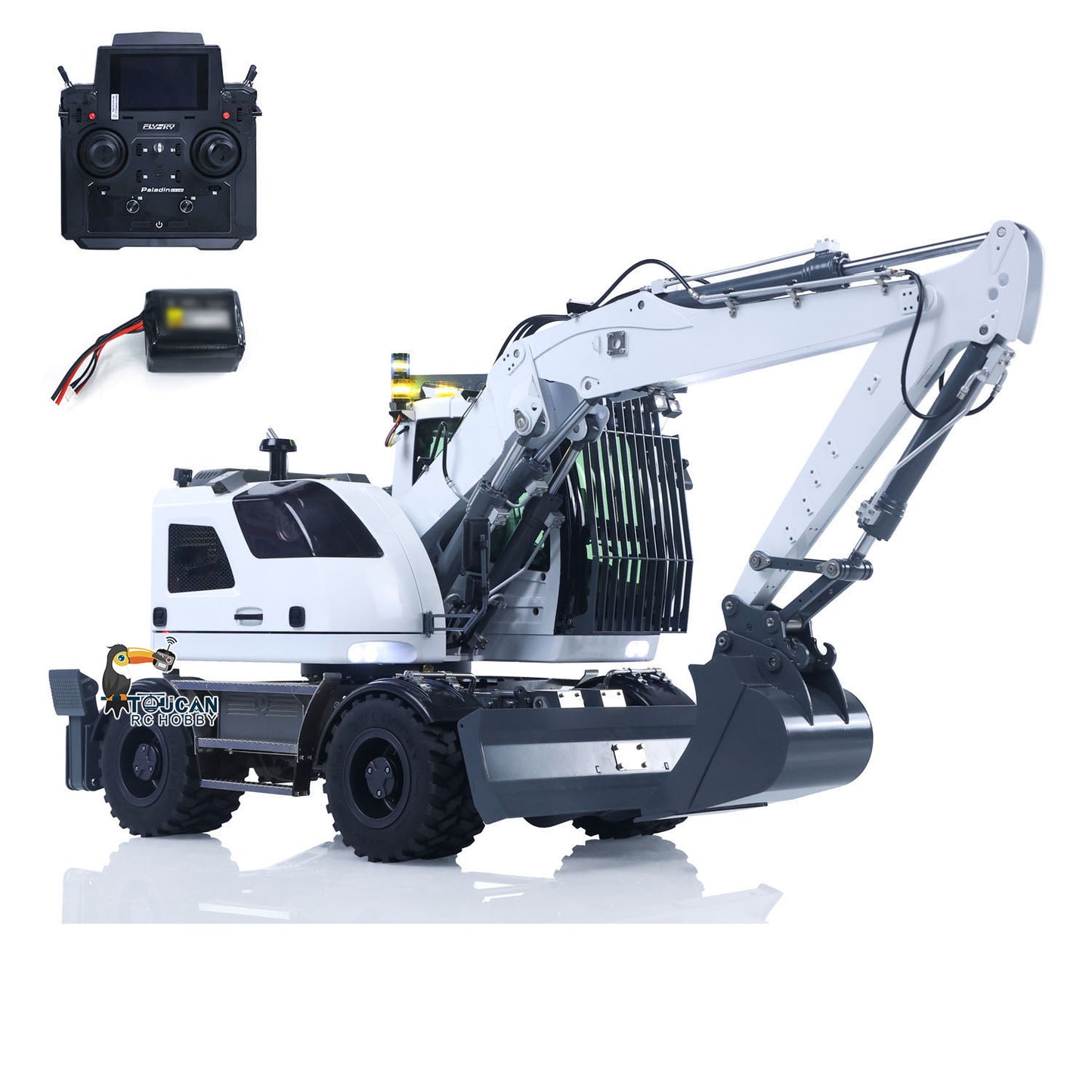IN STOCK 1/14 RC Hydraulic Wheeled Excavator LR914 8-ways Valve RTR Metal Remote Control 4*4 Digger Model Axle Lock Flysky PL18EV Lite