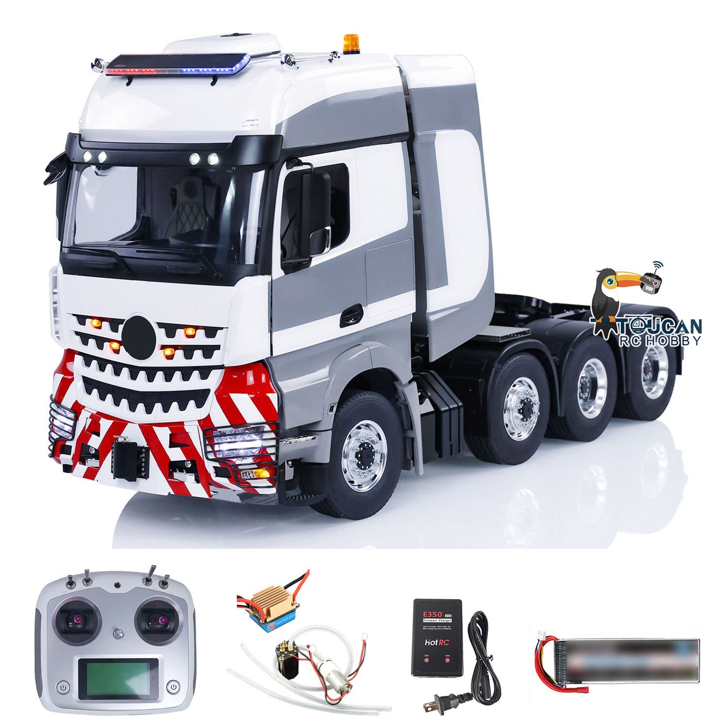 1/14 RC Tractor Trucks 8x8 RTR LESU Radio Control Car Model 2-speed Transmission Liquid Crystal Display Light Sound Smoke Unit