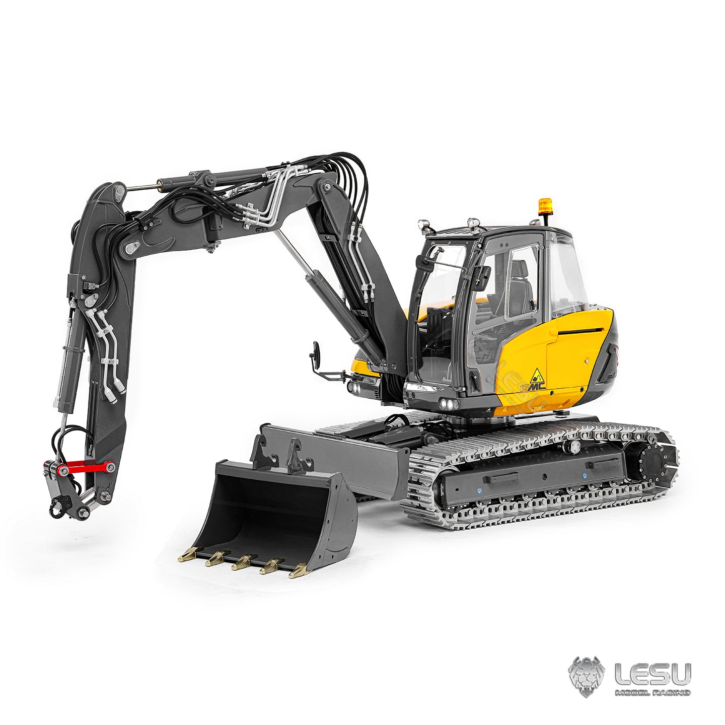 Metal LESU 1/14 RC Hydraulic Excavator MC15 CNC Shell 4 Arms Remote Control Digger 9 Ways Valve Dual Pumps Light Sound Model