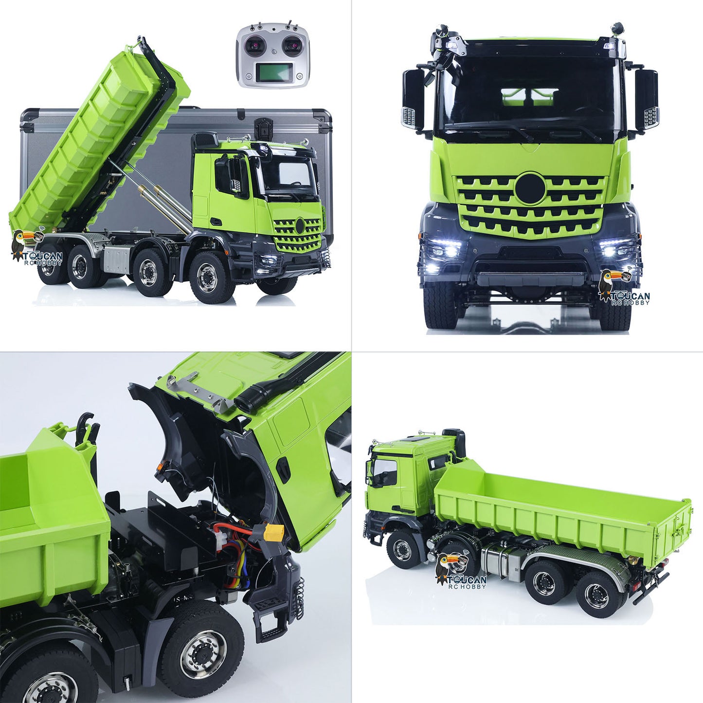 1:14 Metal 8*8 Hydraulic RC Dumper Tipper Radio Controlled Full Dump Truck Car with Standard Bucket 3-speed Transmission