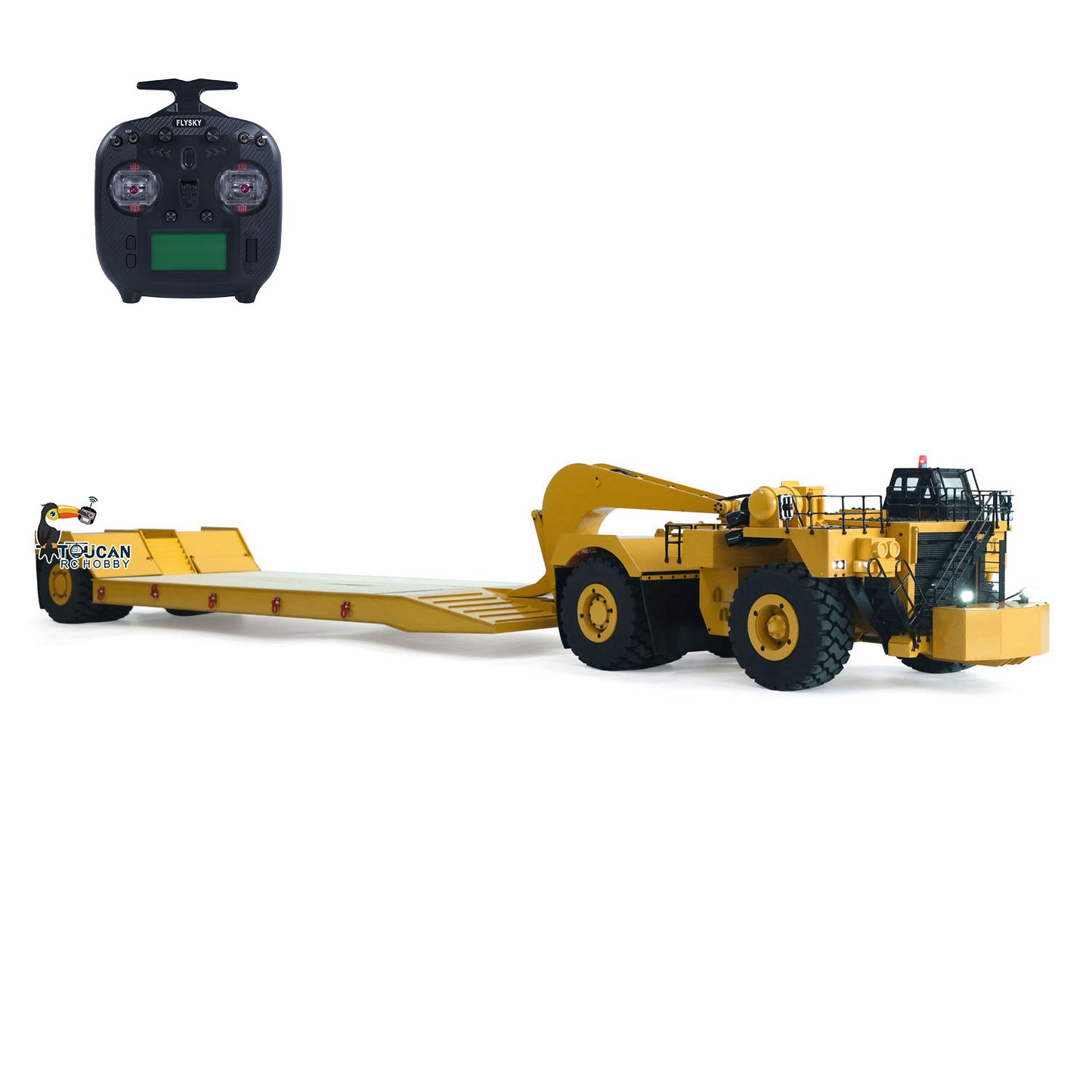 1.8Meters Long! Metal 1/20 RC Heavy Duty Hydraulic Mining Trailer C739D PRO Gooseneck Car Remote Control Construction Vehicle