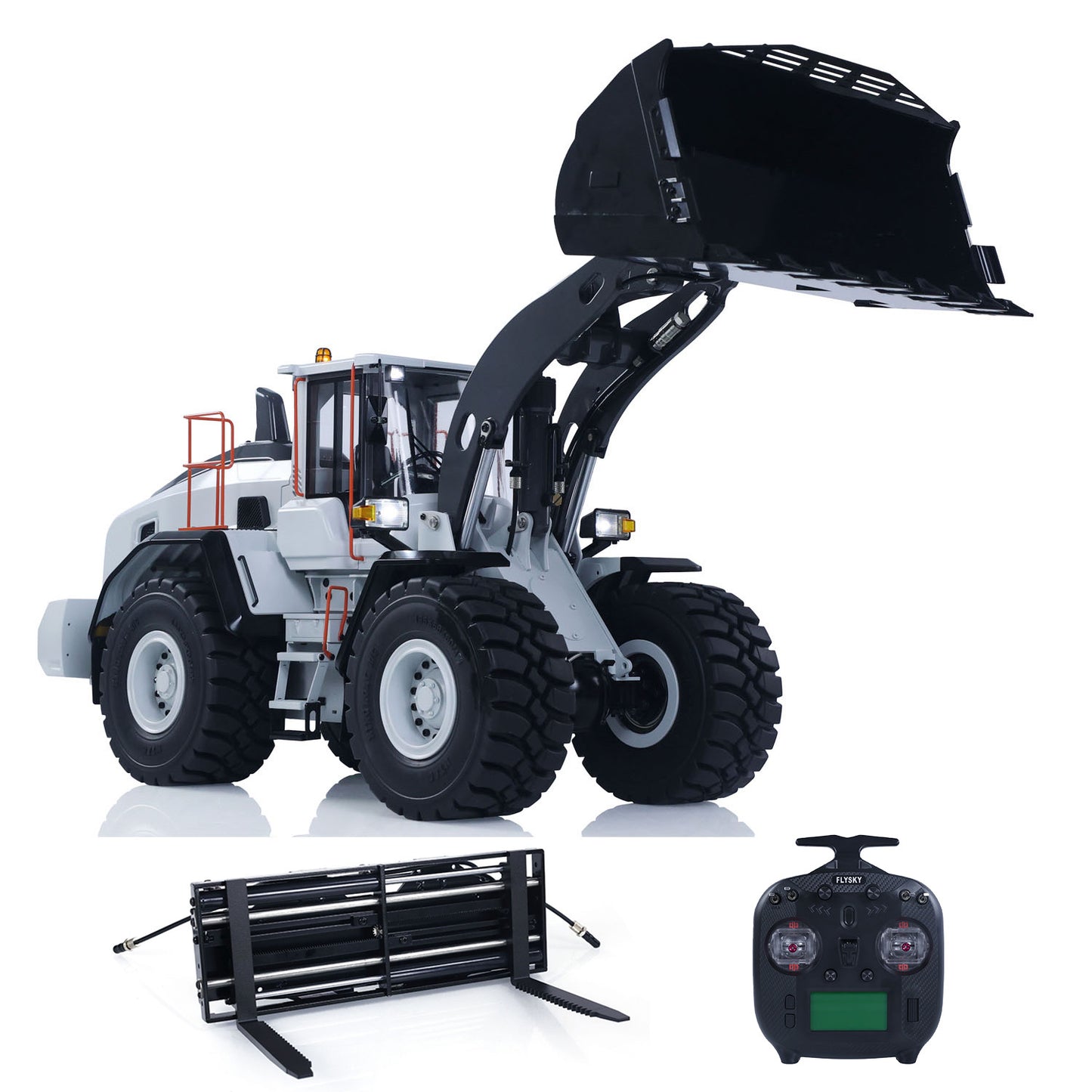 MTRC Metal 1/14 RC Hydraulic Loader E260L 5CH Valves Remote Control Engineering Vehicles Axle Locks Quick Coupler Lights Sounds Assembled Painted