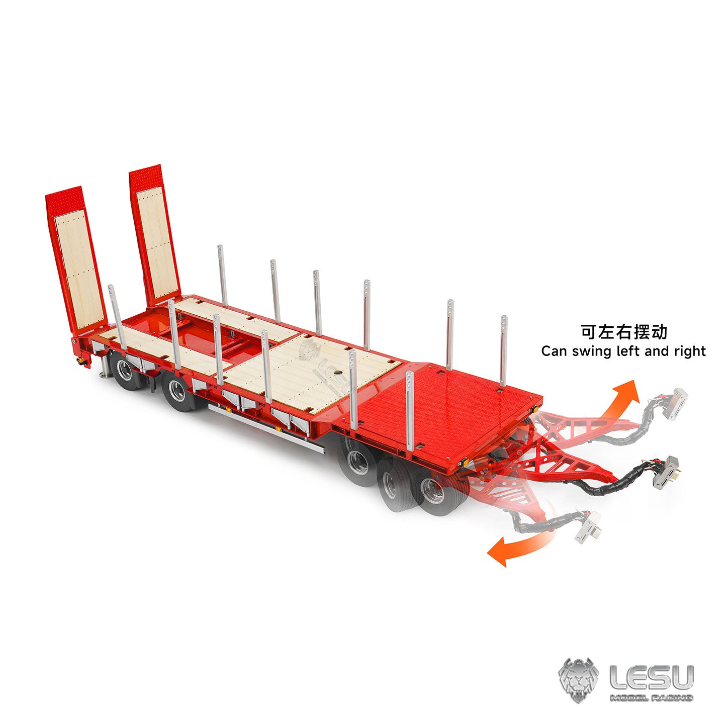 LESU A0049 1/14 Metal Hydraulic Lifting Tailboard Trailer Rear Support Legs 2CH Valve Pump for RC Tractor Truck DIY Lorry Excavator