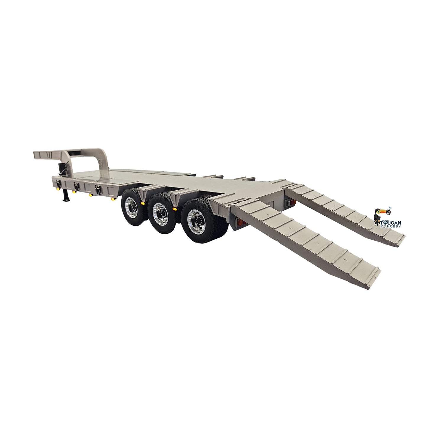 Metal 3Axles Gooseneck Low Flatbed Trailer Manual Support Legs for 1/14 Remote Control Tractor Truck 4151AK RC Lorry Car Model