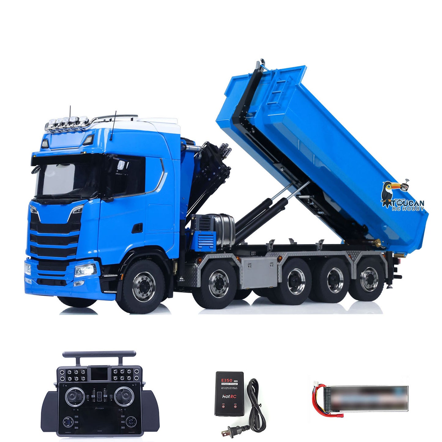 SA770S Metal 1/14 RC Hydraulic Crane Dump Truck 10X10 Radio Controlled Full Dumper Car Frsky XE Lite Light Sound Painted Model