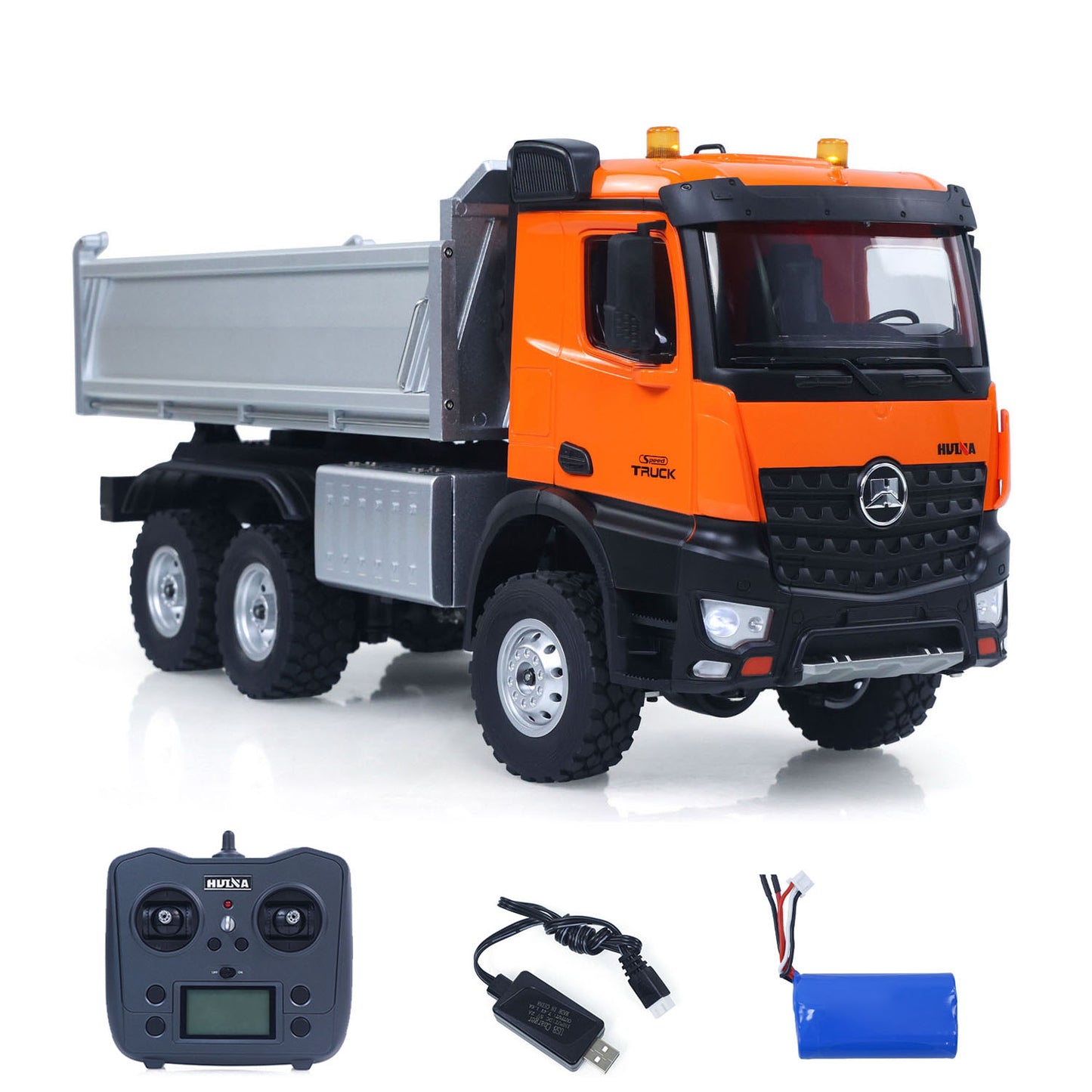 Fast Shipping 1/14 HUINA 1598 2.4G Remote Control Dumper 6X6 Engineering Transport Vehicle Lifting Rod Tipper Car Light Sound Battery Toys