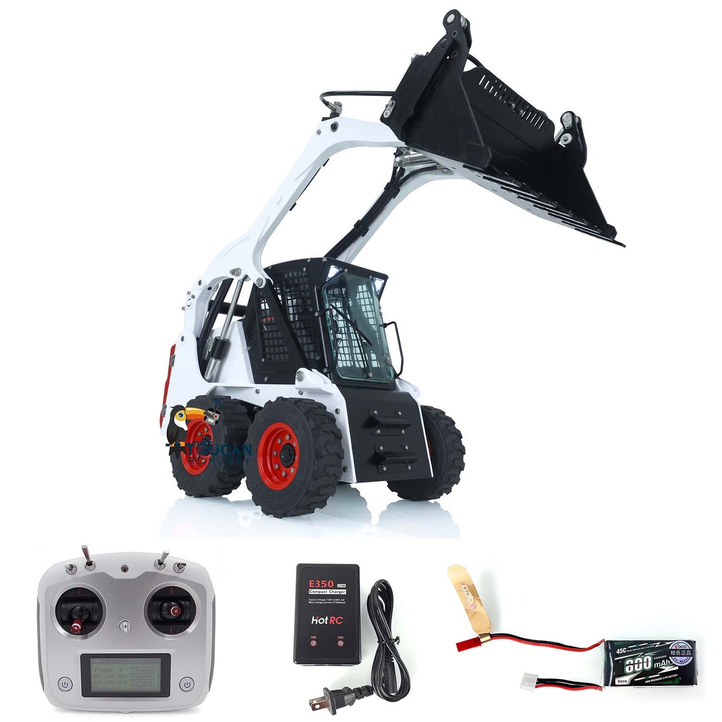 LESU 1/14 Metal Aoue-LT5H Wheeled Skid-Steer RC Hydraulic Loader RTR Model Ready to Run Light Sound Flysky FS-i6S